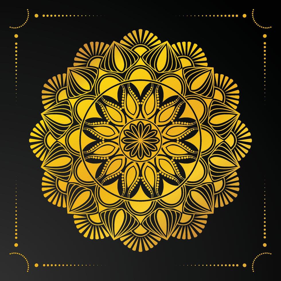 Fondo de vector de mandala de lujo con estilo arabesco dorado