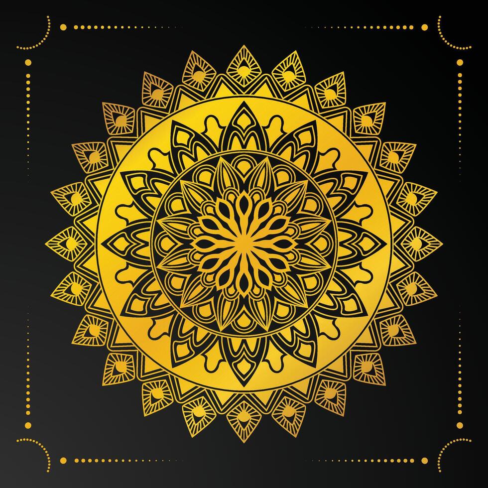 Fondo de vector de mandala de lujo con estilo arabesco dorado