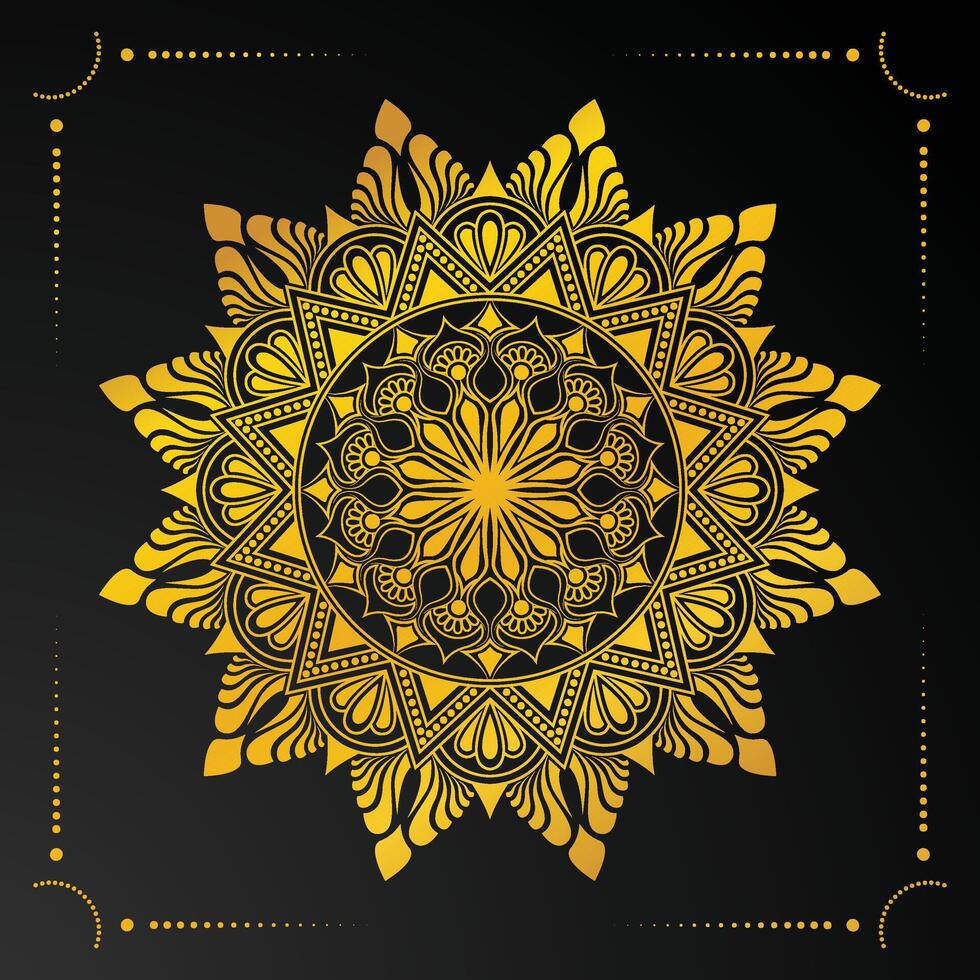 luxury ornamental mandala design background with golden color vector