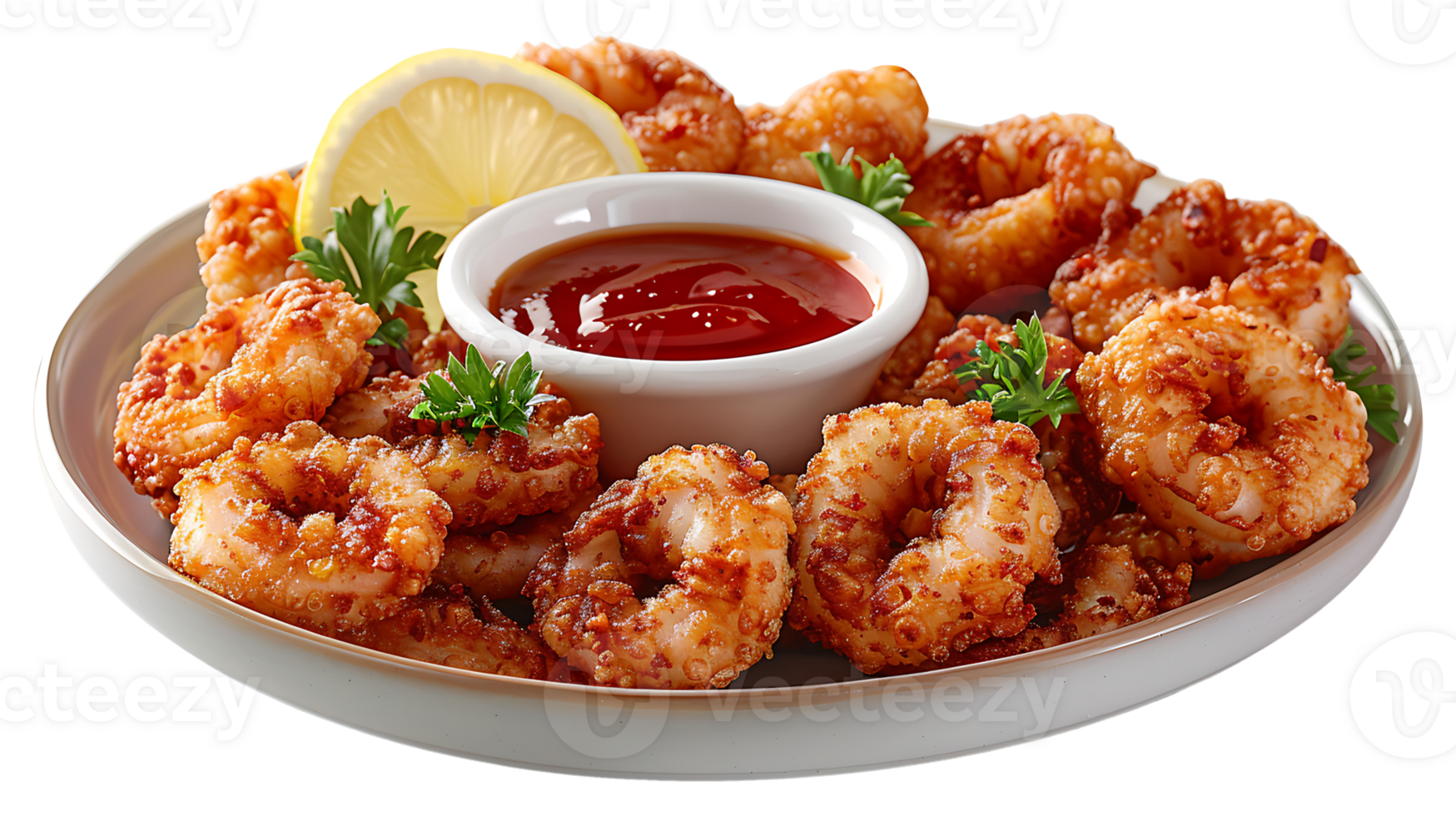 AI generated Fried calamari in a plate on a transparent background png