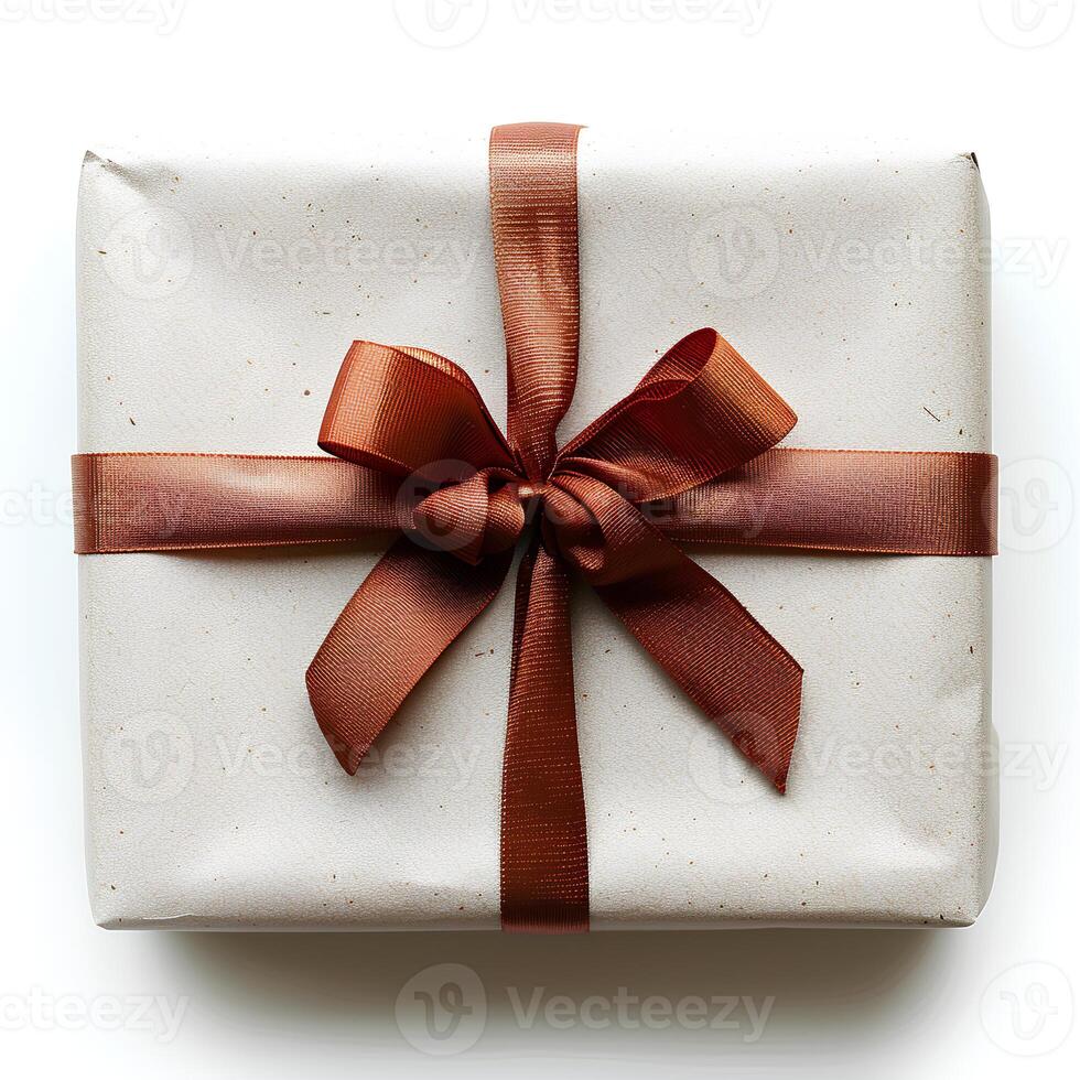 ai generado regalo caja con rojo cinta aislado en blanco antecedentes con sombra. regalo caja para presente dando para cumpleaños fiestas y celebraciones foto