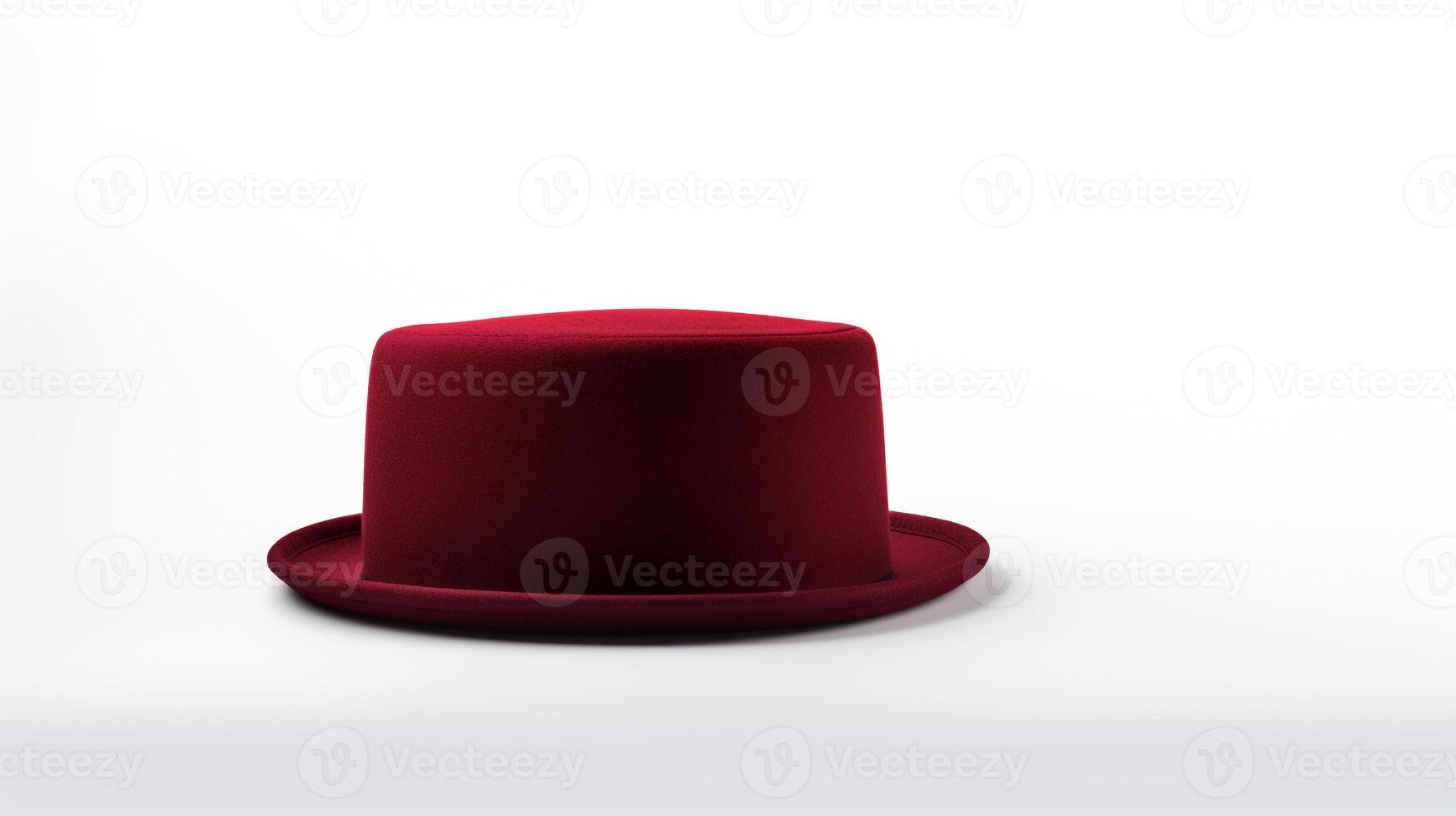 AI generated Photo of Burgundy Pork Pie Hat isolated on white background. AI Generated