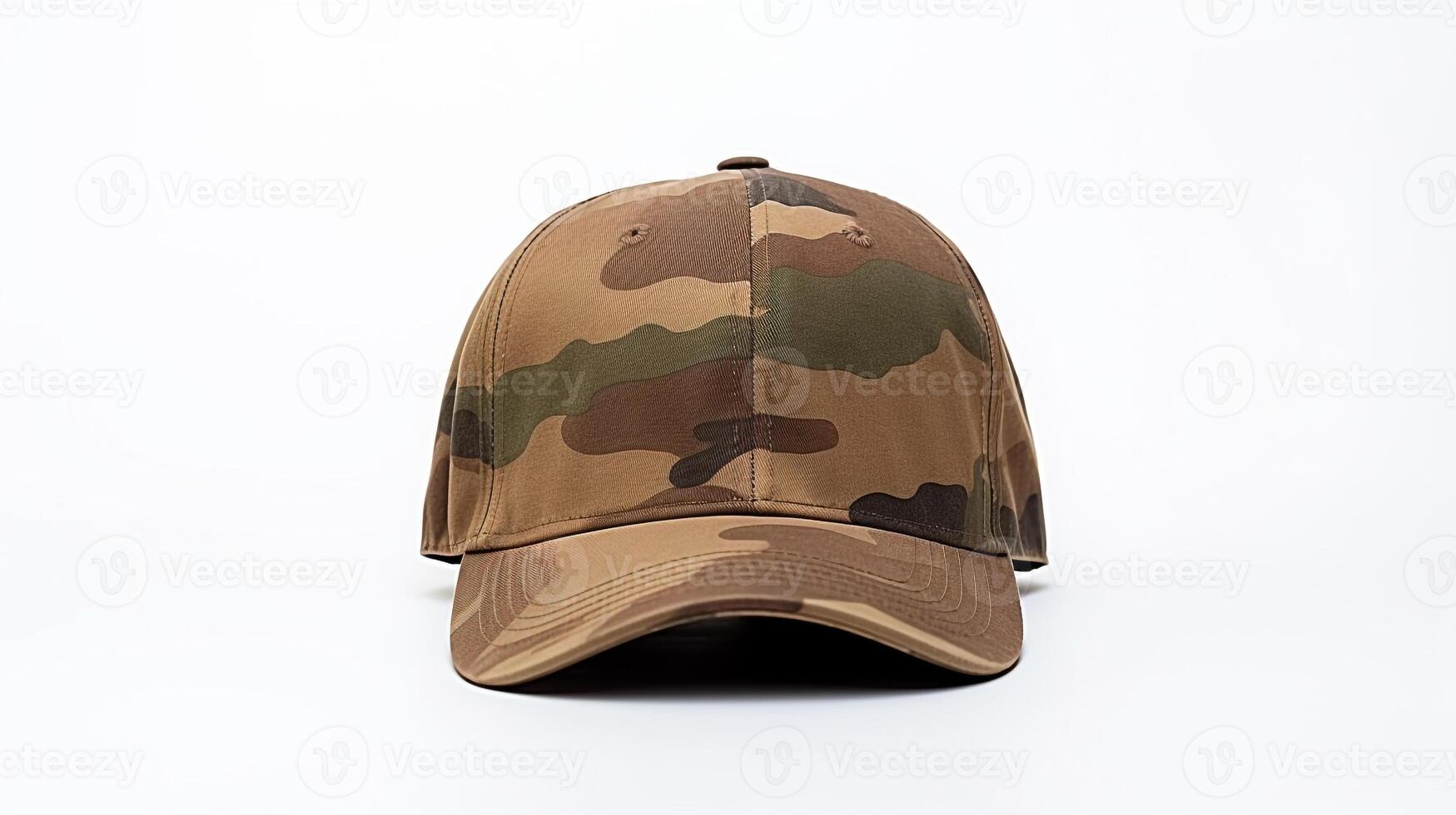 AI generated Photo of Camouflage Military Cap isolated on white background. AI Generated