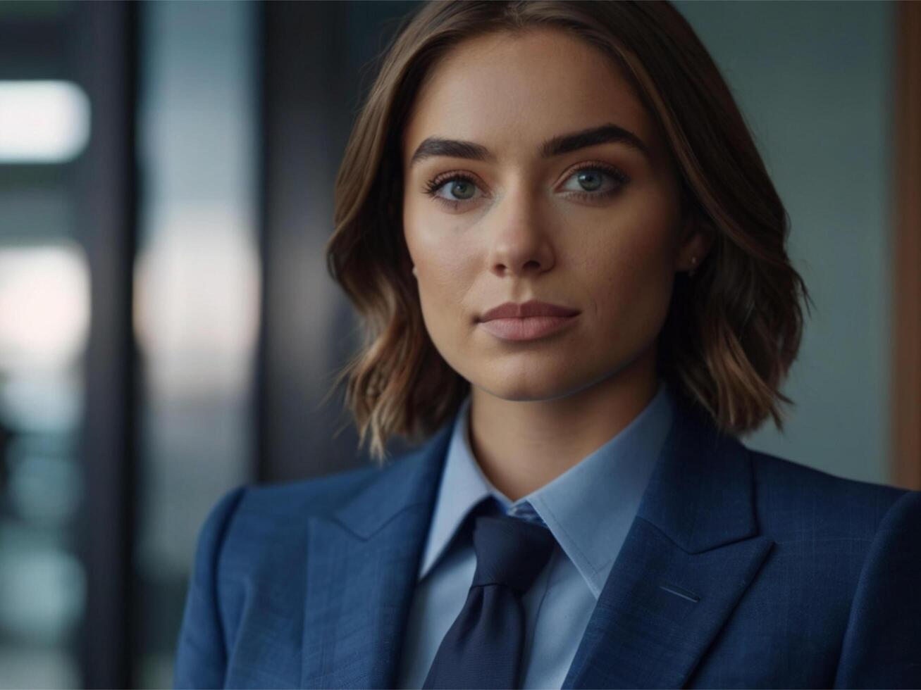 AI generated Business Woman In Indigo Suit photo