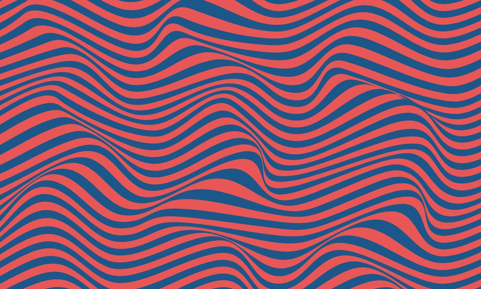 Abstract stripes red blue optical art wave line background. Vector illustration
