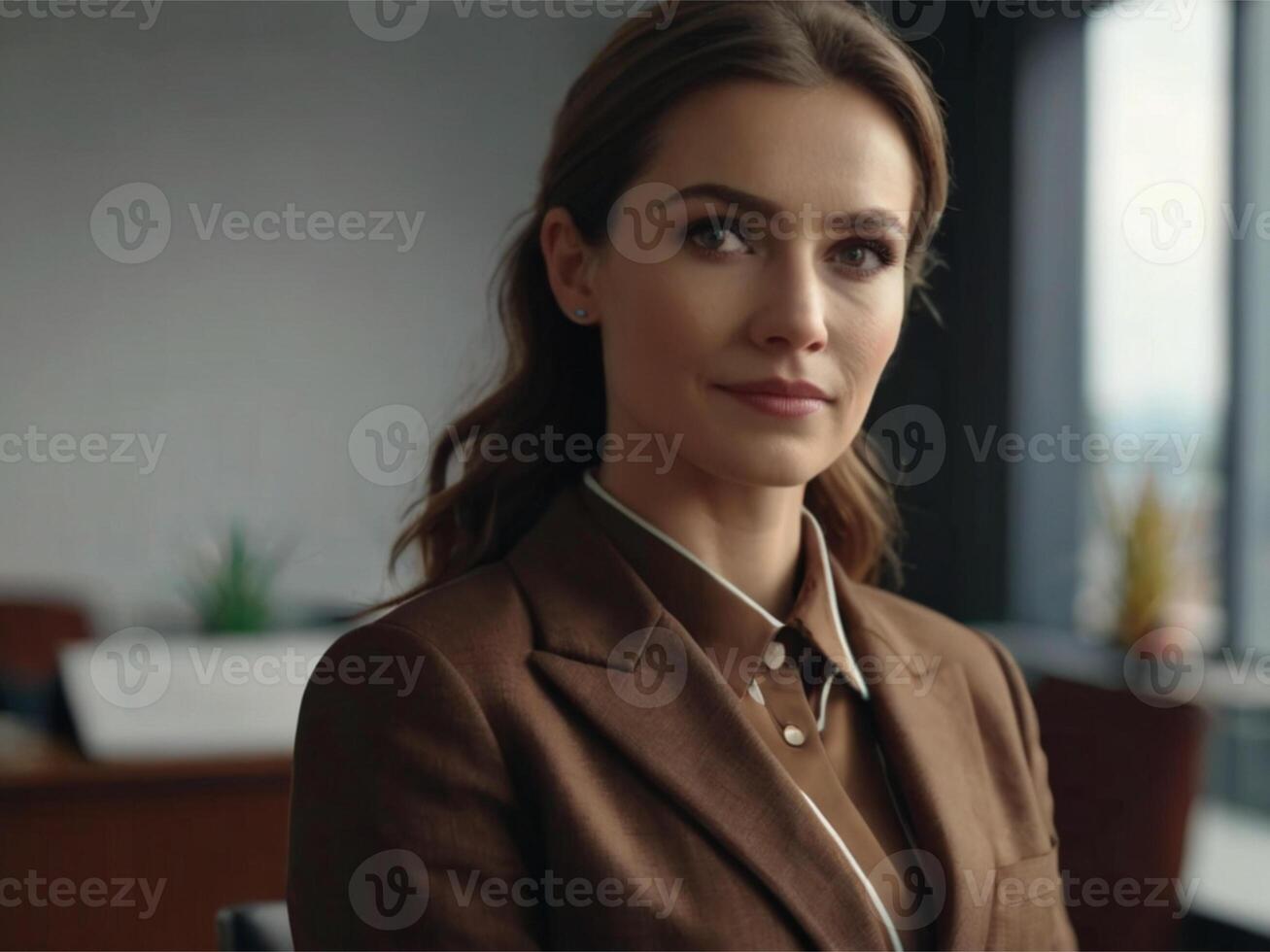 AI generated Business Woman in Whitish Brown Suit photo