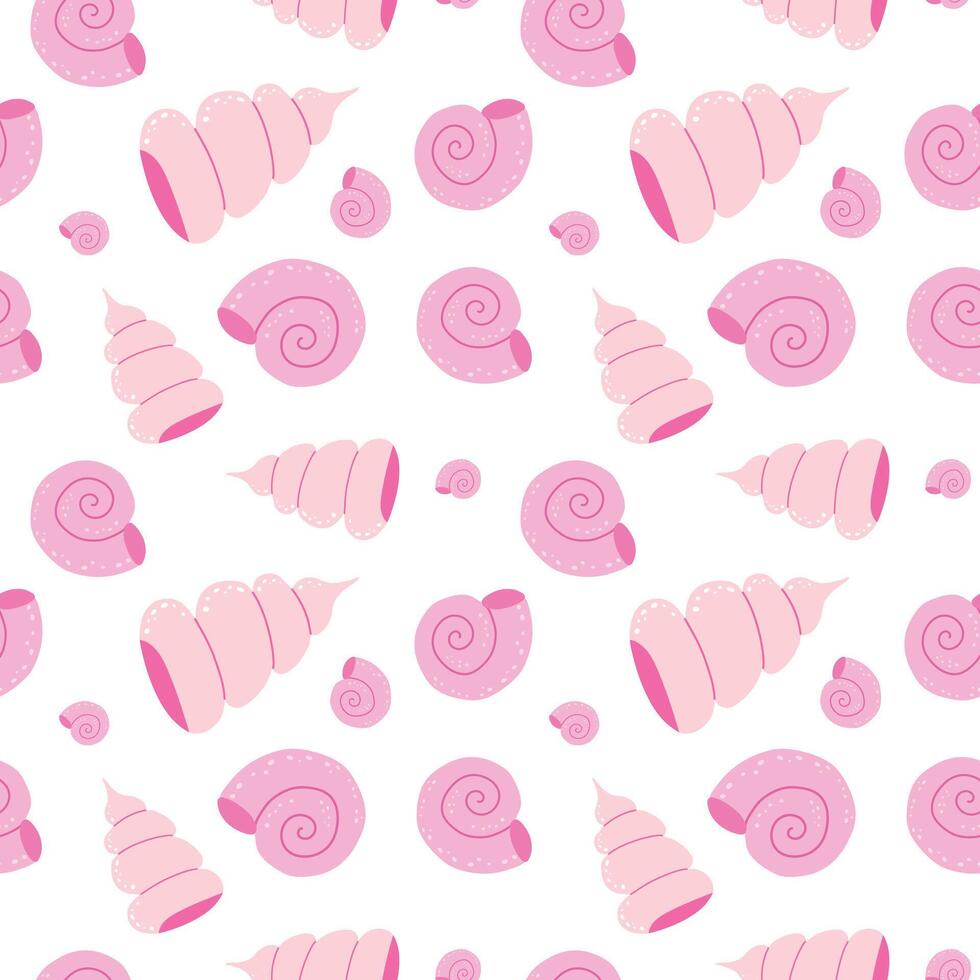 Seamless wallpaper pattern with shells. vector