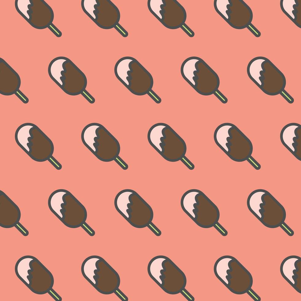 Vector Ice cream seamless pattern isolated on red background.
