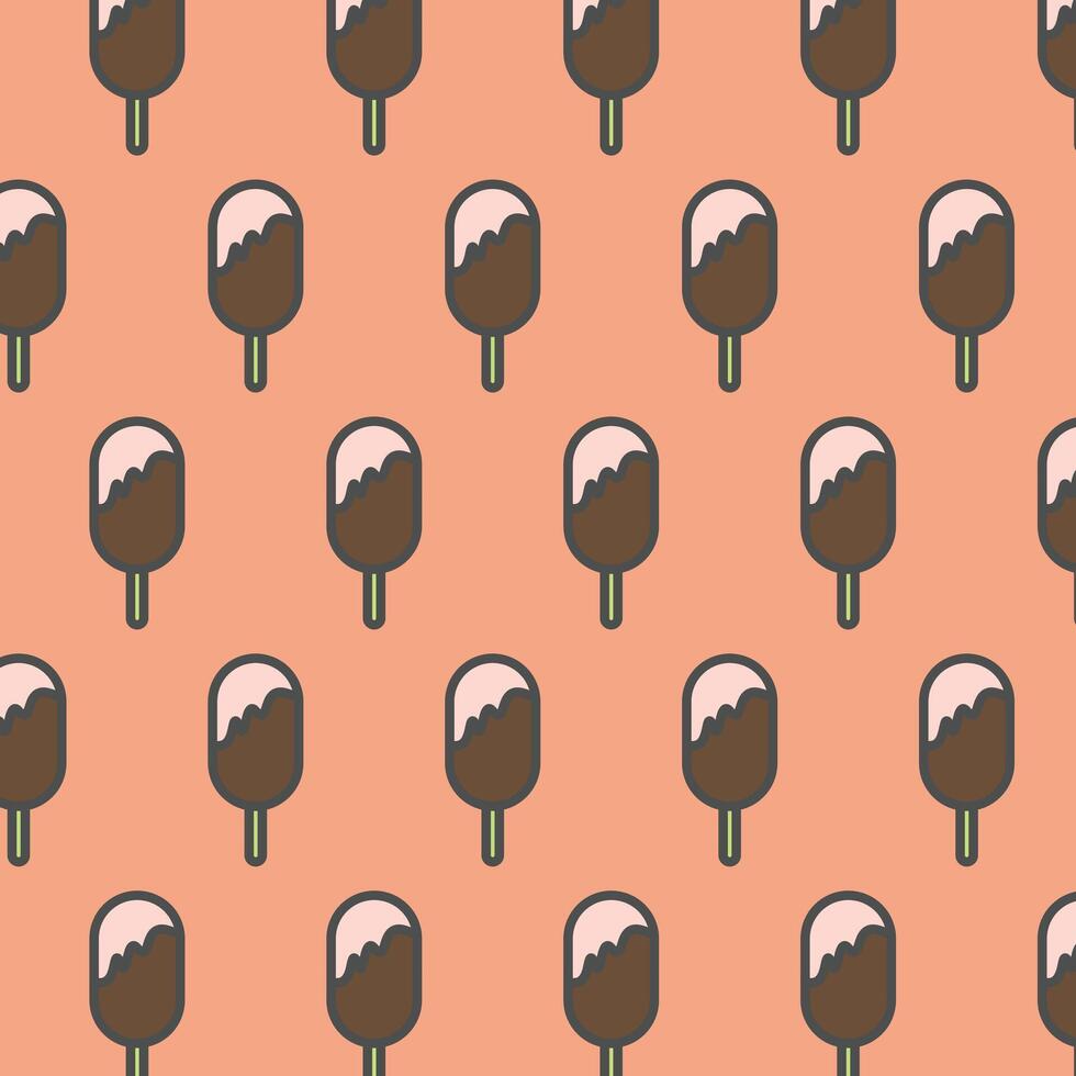 Seamless pattern with Ice cream isolated on red background vector