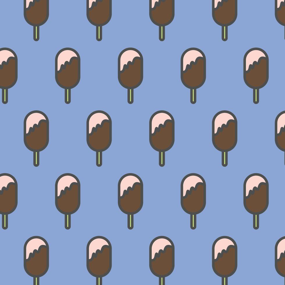 Seamless pattern with Ice cream isolated on blue background vector
