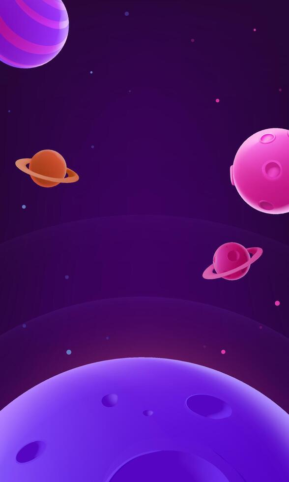 Vector hand painted vertical illustrations of the beautiful universe