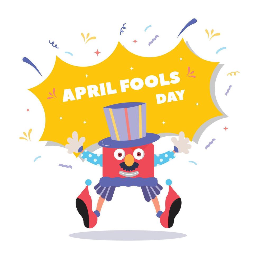 happy april fools day illustration clown concept surprise and comedy fun vector template poster background