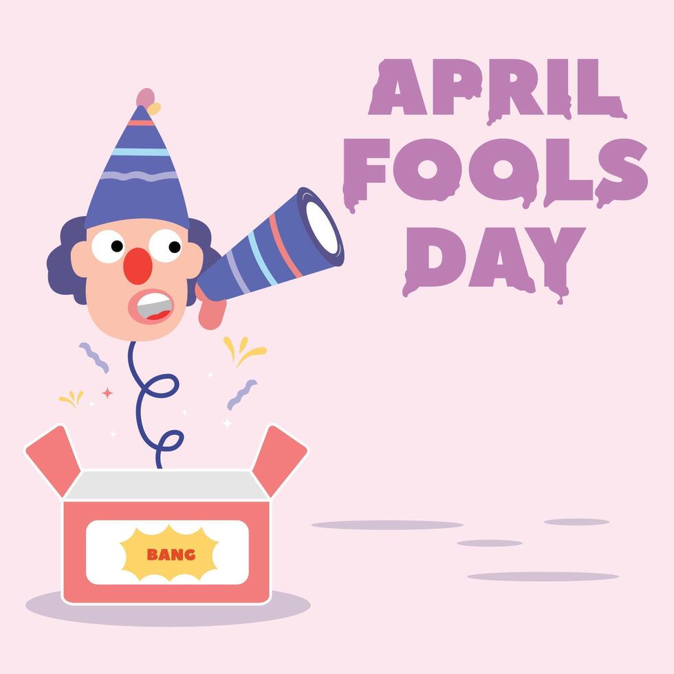 happy april fools day illustration clown concept surprise and comedy fun vector template poster background