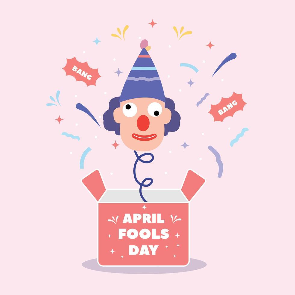 happy april fools day illustration clown concept surprise and comedy fun vector template poster background