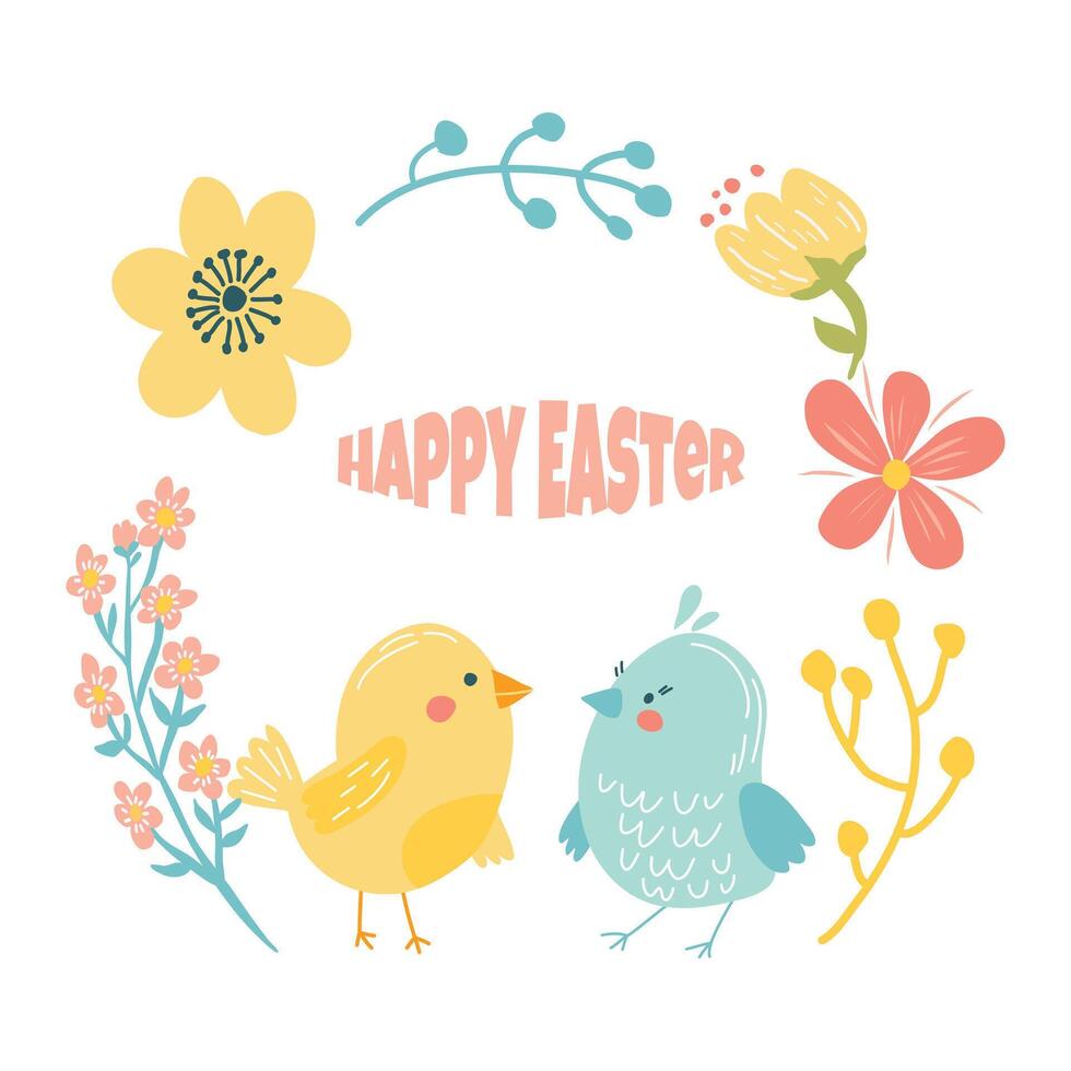 Postcard template. Happy Easter vector