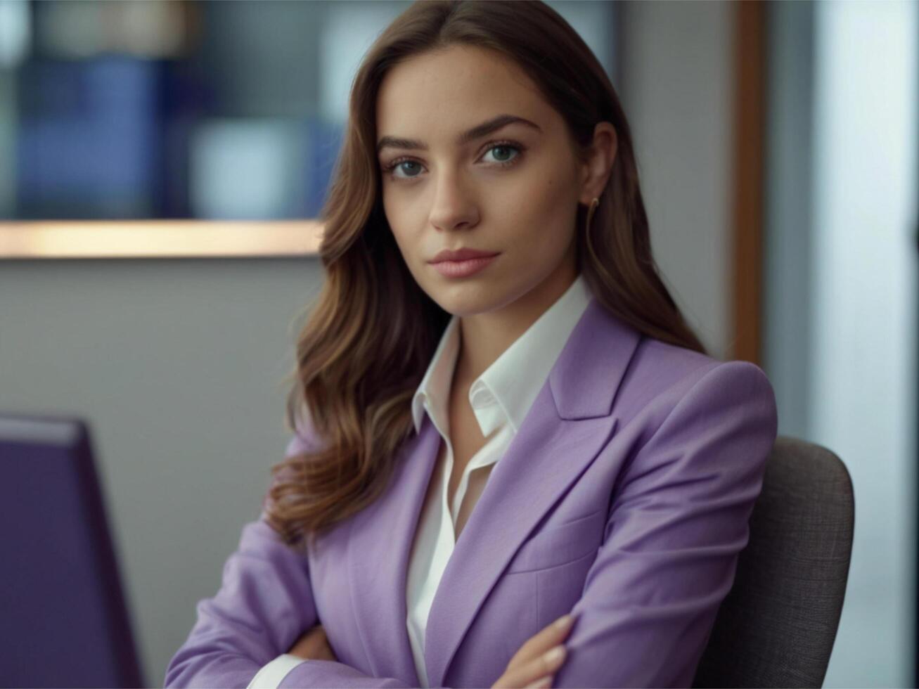 AI generated Business Woman in Lavender Suit photo