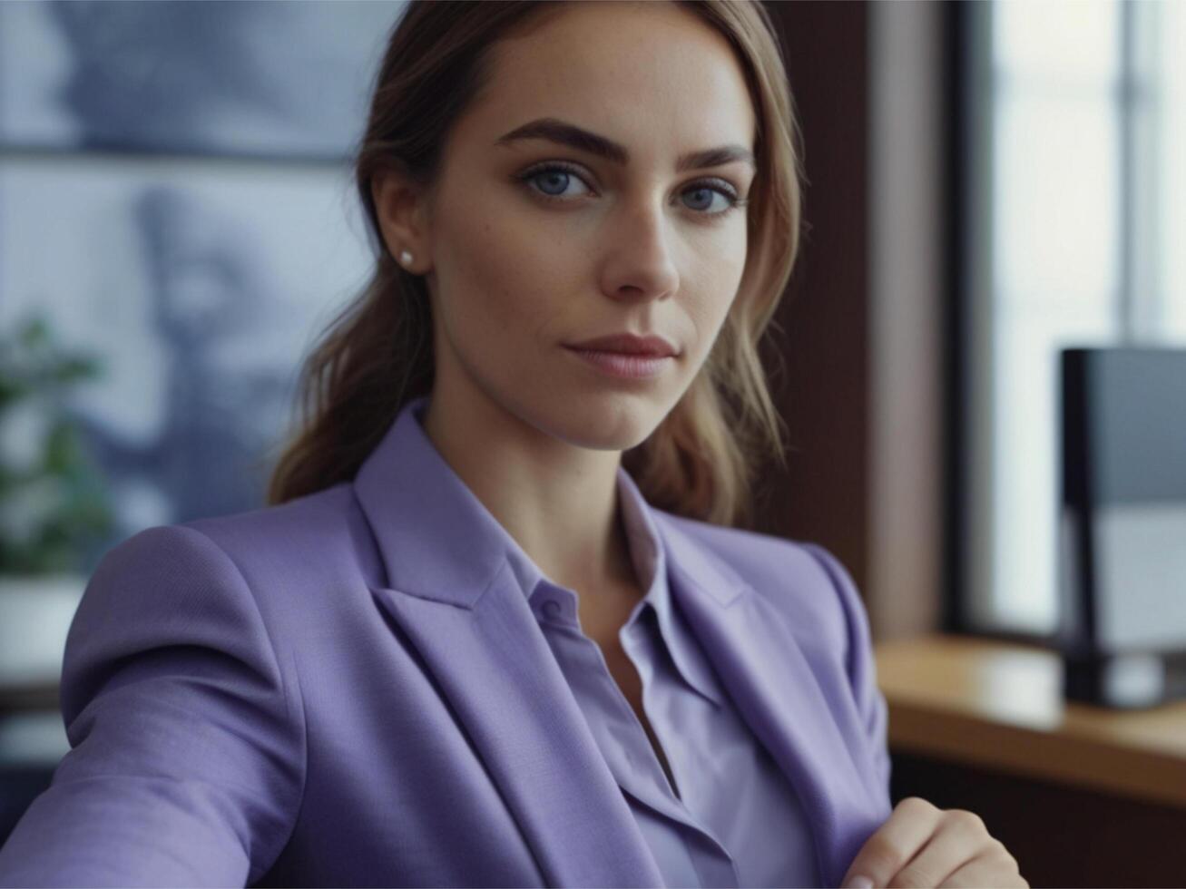 AI generated Business Woman in Lavender Suit photo