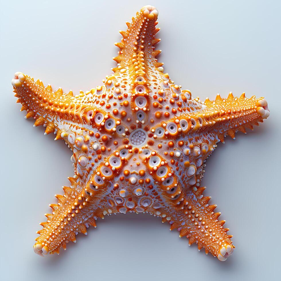 AI generated Starfish isolated on white background with shadow. Sea star isolated. Starfish top view. Sea star flat lay photo