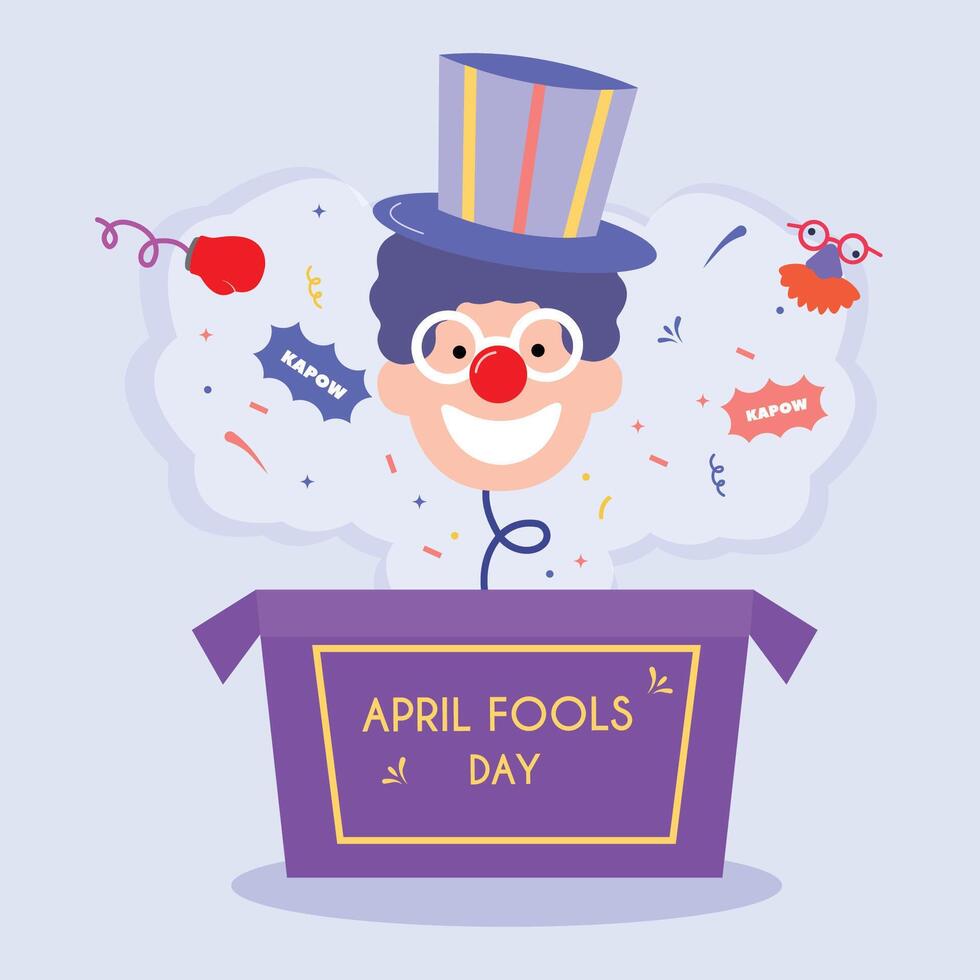 happy april fools day illustration clown concept surprise and comedy fun vector template poster background
