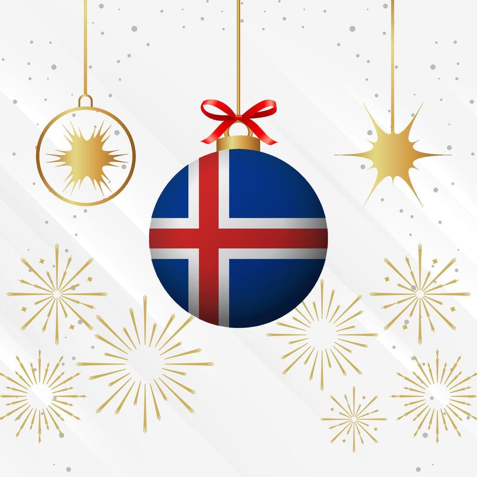Navidad pelota adornos Islandia bandera celebracion vector
