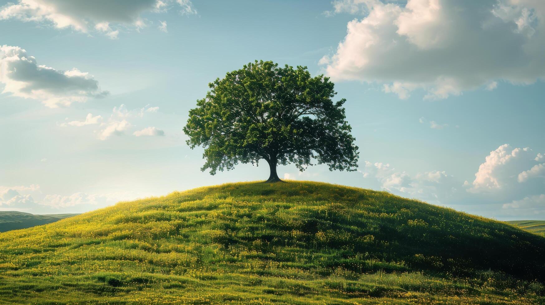 AI generated Lone Tree in Middle of Plowed Field photo