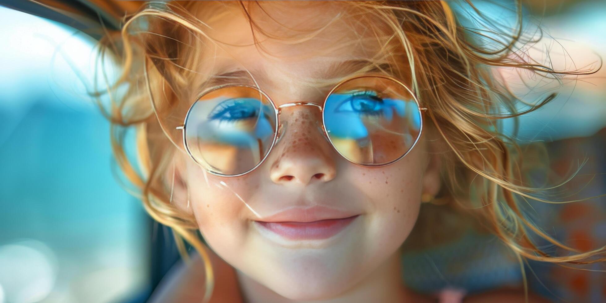 AI generated Little Girl Looking Out the Car Window photo