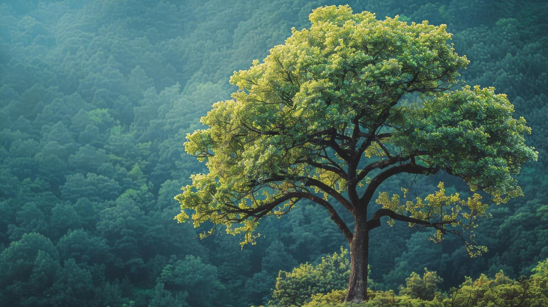 AI generated A Tree Standing Amongst Forest photo
