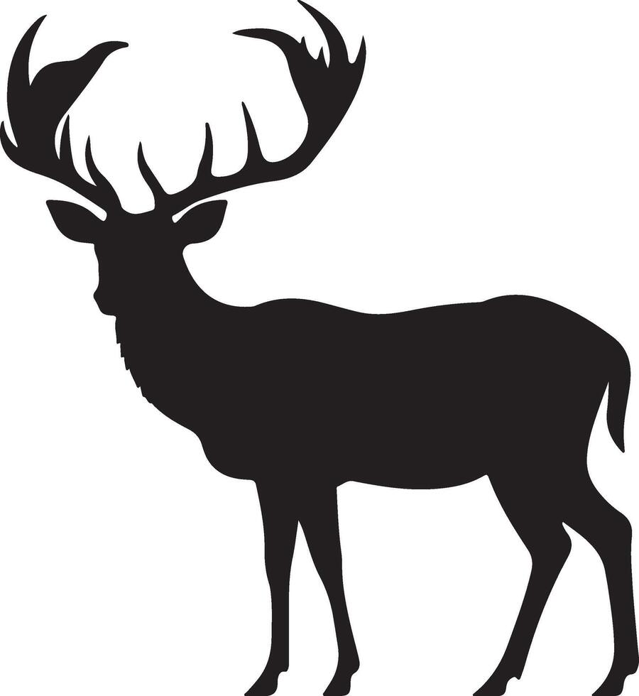 Deer Silhouette Vector Illustration White Background