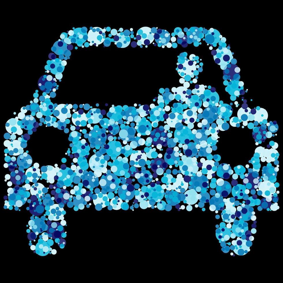 resumen azul punto mosaico coche ilustración en negro antecedentes sombras burbujas vector
