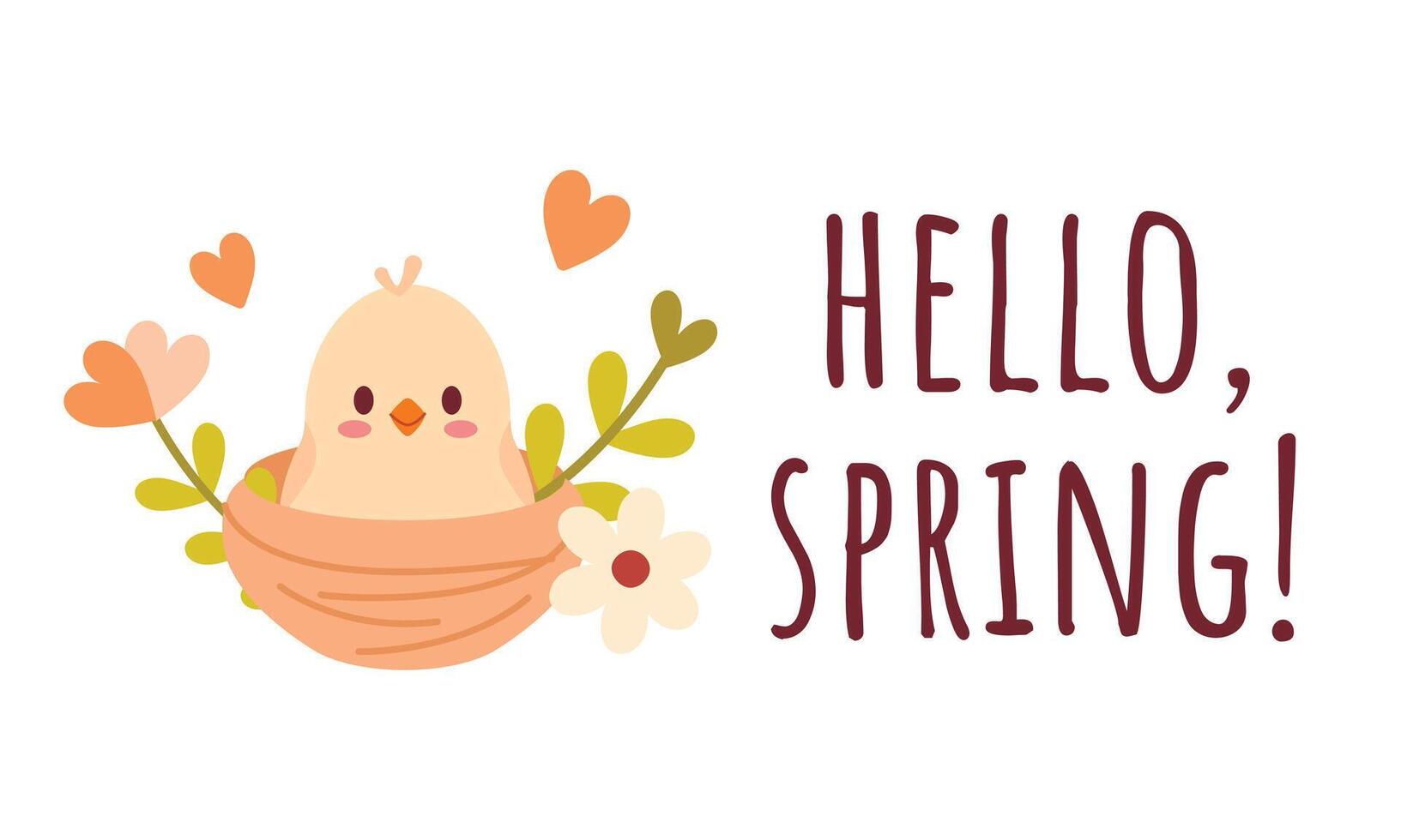 Bird with spring flowers vector