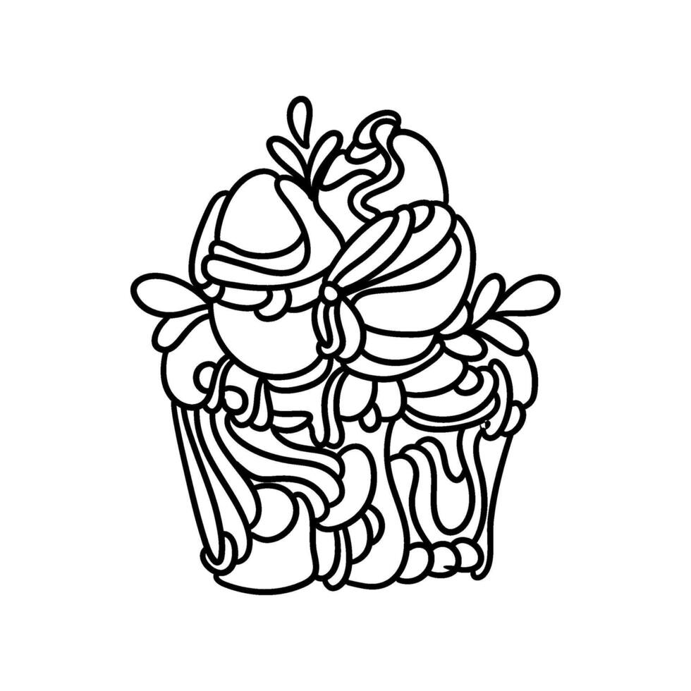 Cupcake Doodle Embroidered Patch Cute and Unique Clothing Accent vector