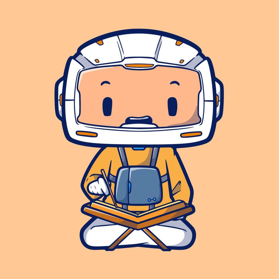 linda astronauta Ramadán kareem vector ilustración