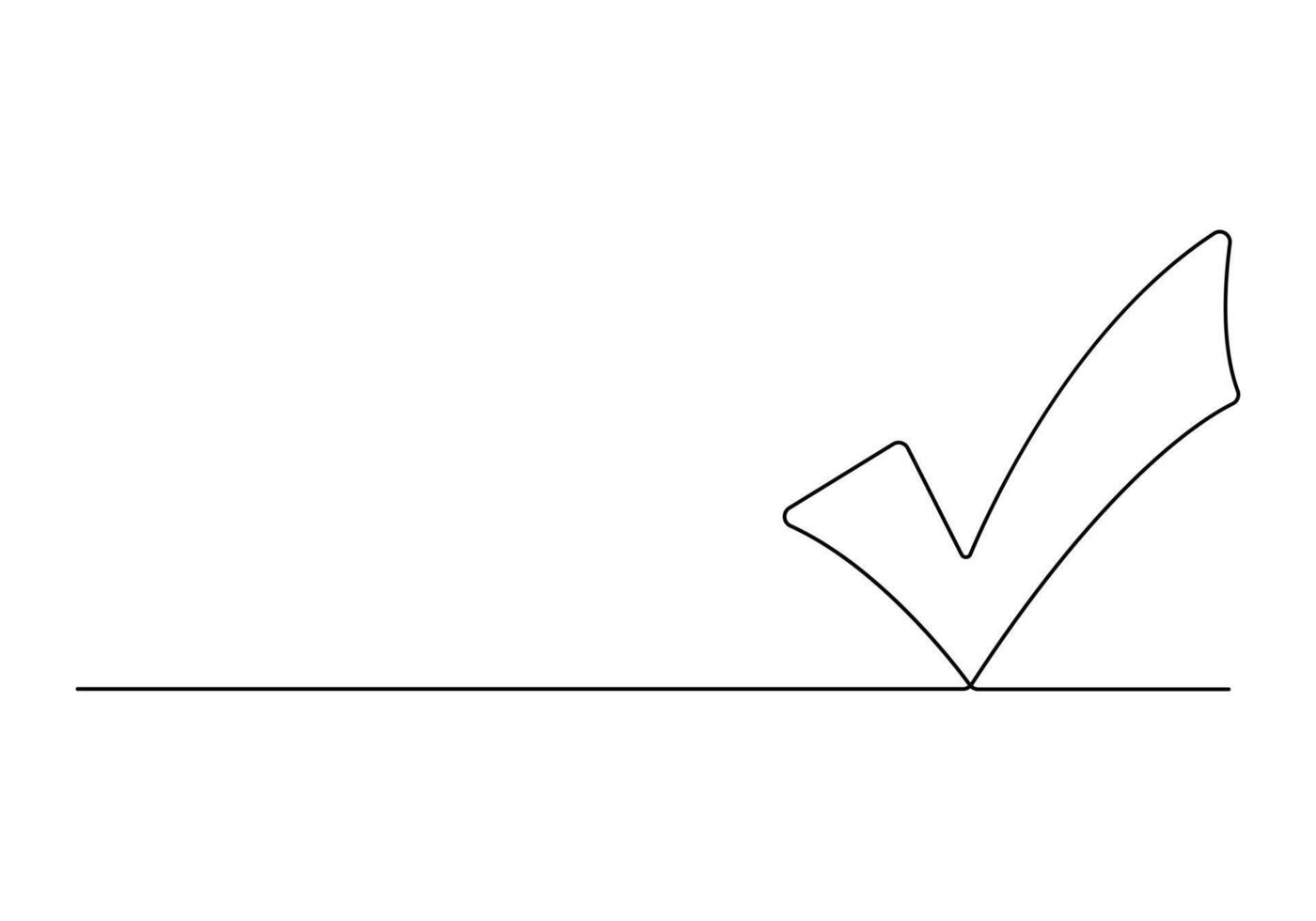 Check mark continuous one line drawing vector illustration