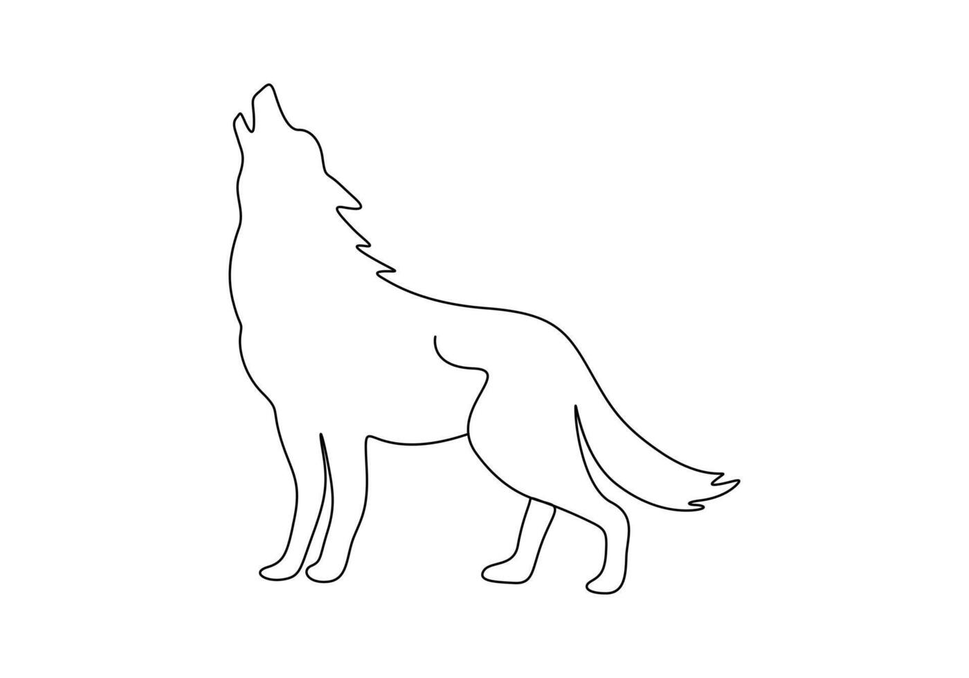 Wolf in one continuous line drawing vector illustration