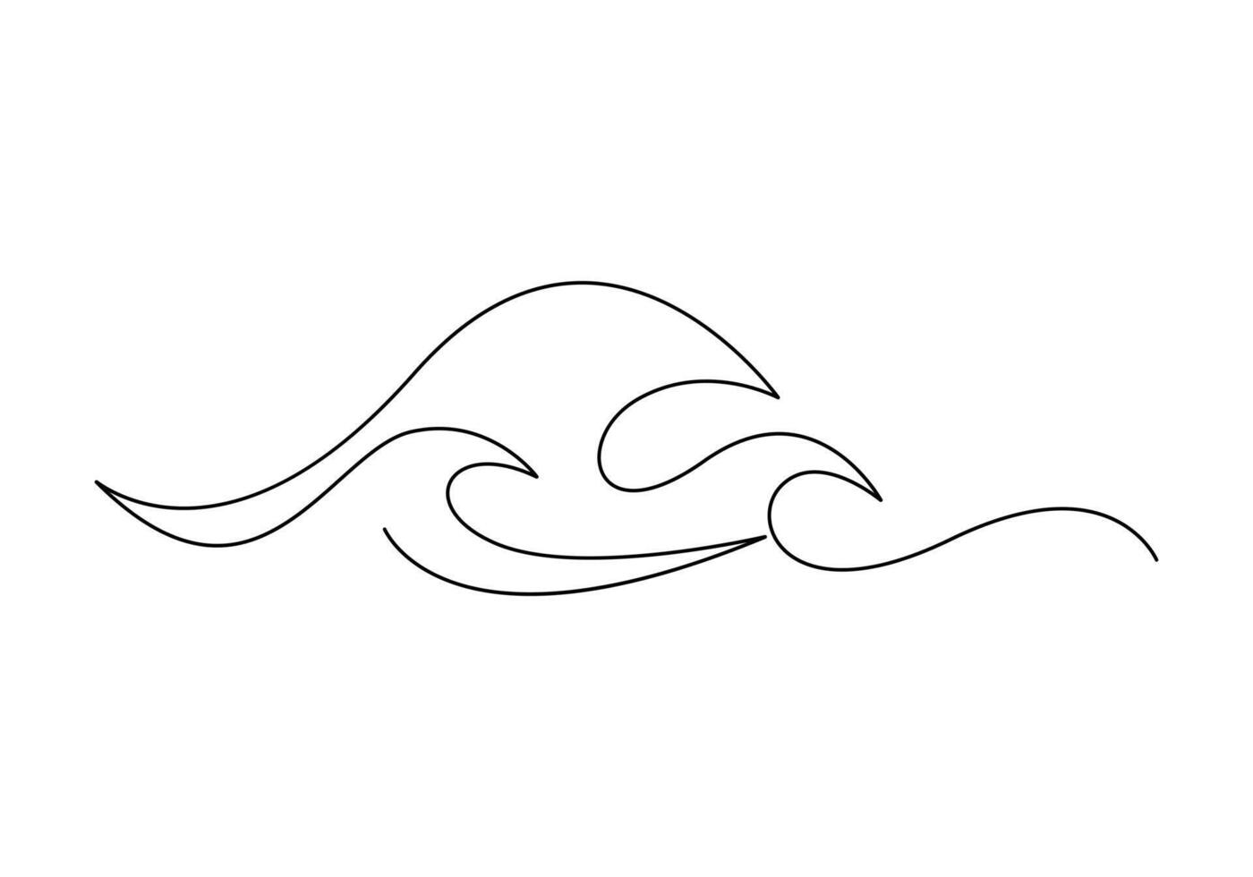 Ocean wave single continuous line drawing vector illustration