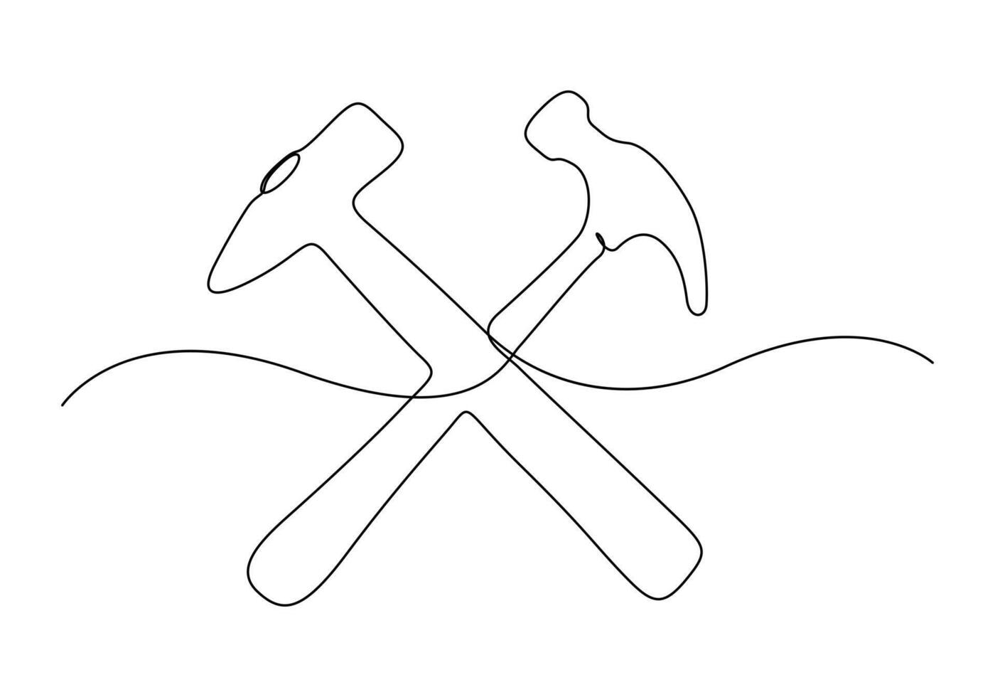 Continuous single line drawing of hammer carpentry tool. Hammer icon vector illustration