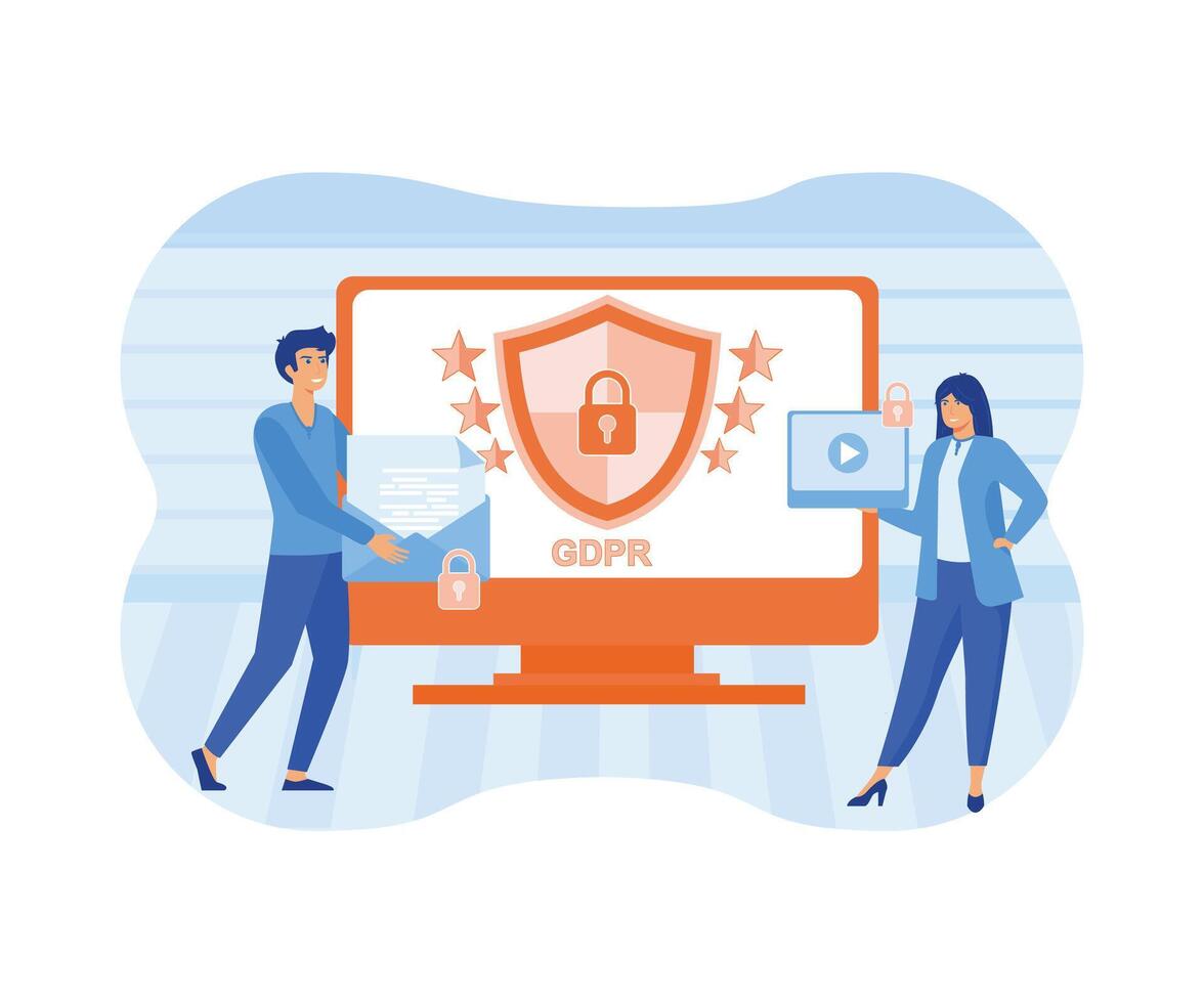 General Privacy Regulation For Protection Of Personal Data. Gdpr And Privacy Politics Concept. Personality Verification, Secure Account Access. flat vector modern illustration