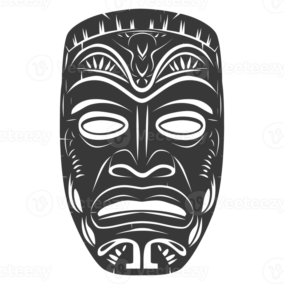 AI generated Silhouette Hawaiian Mask black color only png