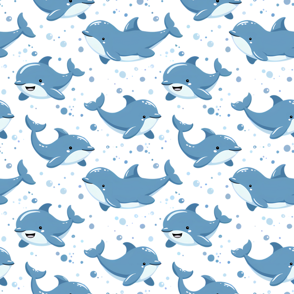 AI generated Cute Dolphin Seamless Pattern png
