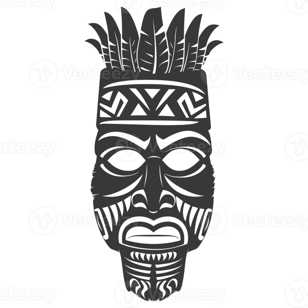 AI generated Silhouette Hawaiian Mask black color only png