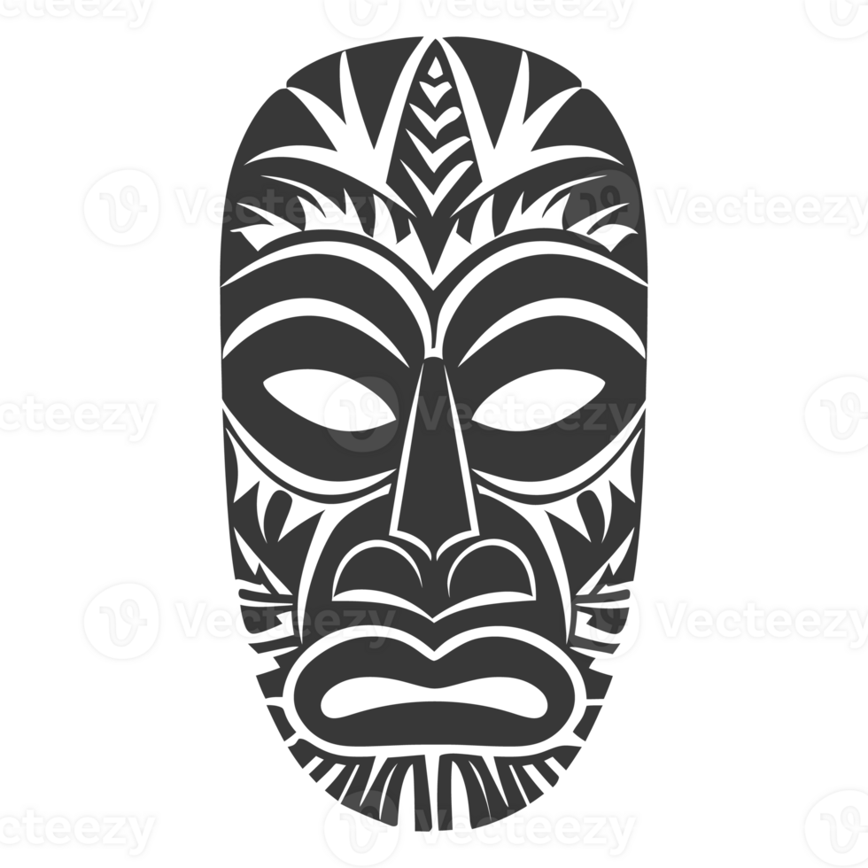 AI generated Silhouette Hawaiian Mask black color only png