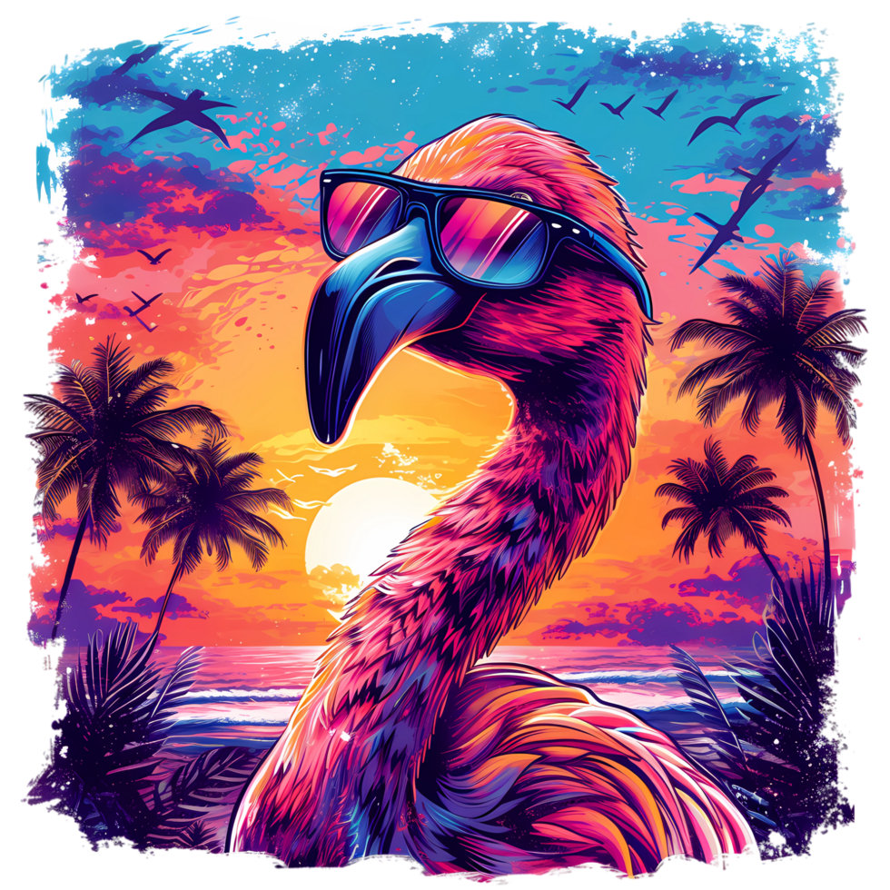 AI generated Cool Flamingo Design For T Shirt png