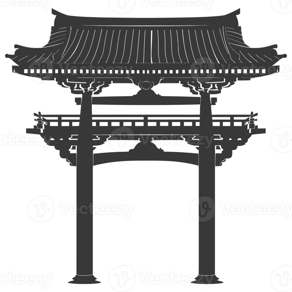 AI generated Silhouette japanese traditional gate black color only png