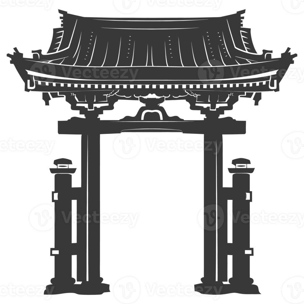 AI generated Silhouette japanese traditional gate black color only png