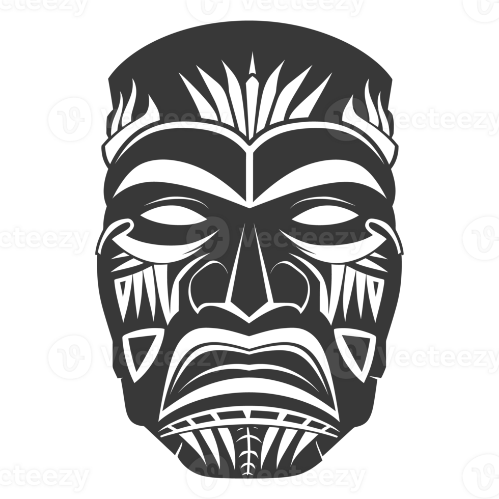 AI generated Silhouette Hawaiian Mask black color only png