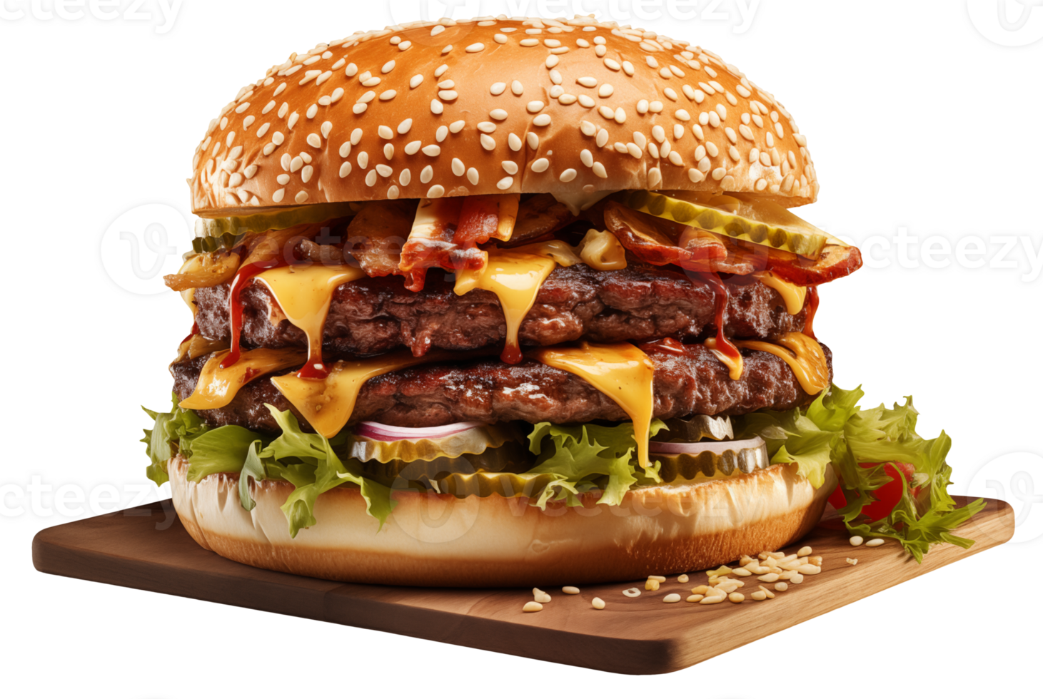AI generated Appetizing burger on transparent background png