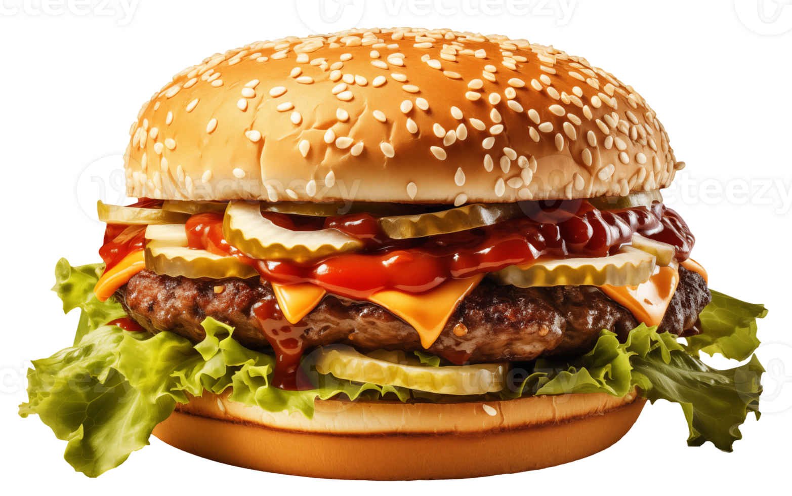 AI generated Appetizing burger on transparent background png