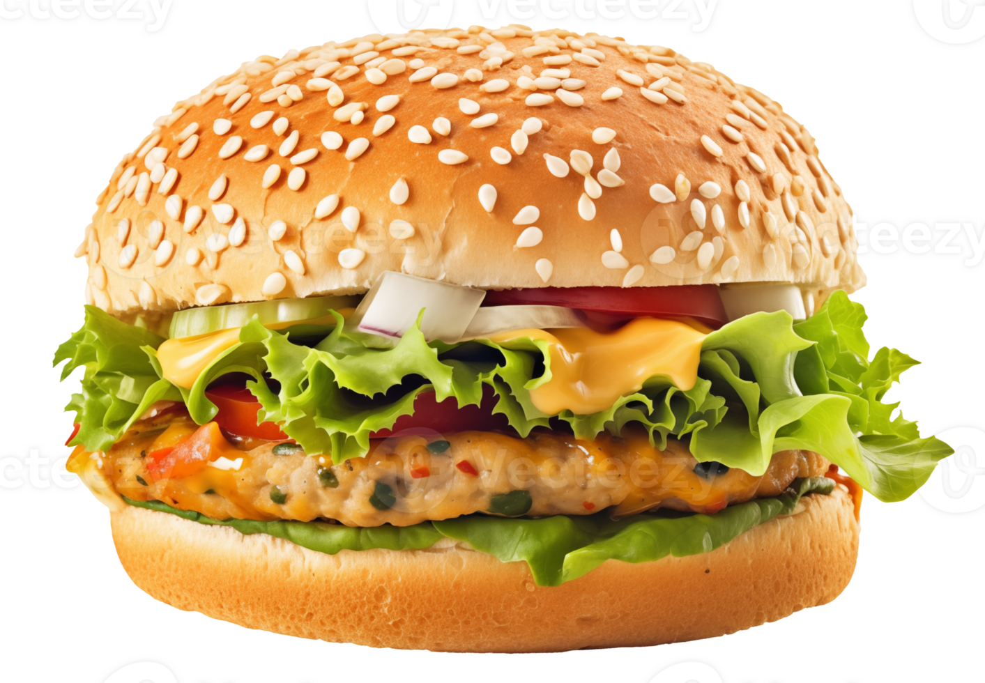 AI generated Appetizing burger on transparent background png
