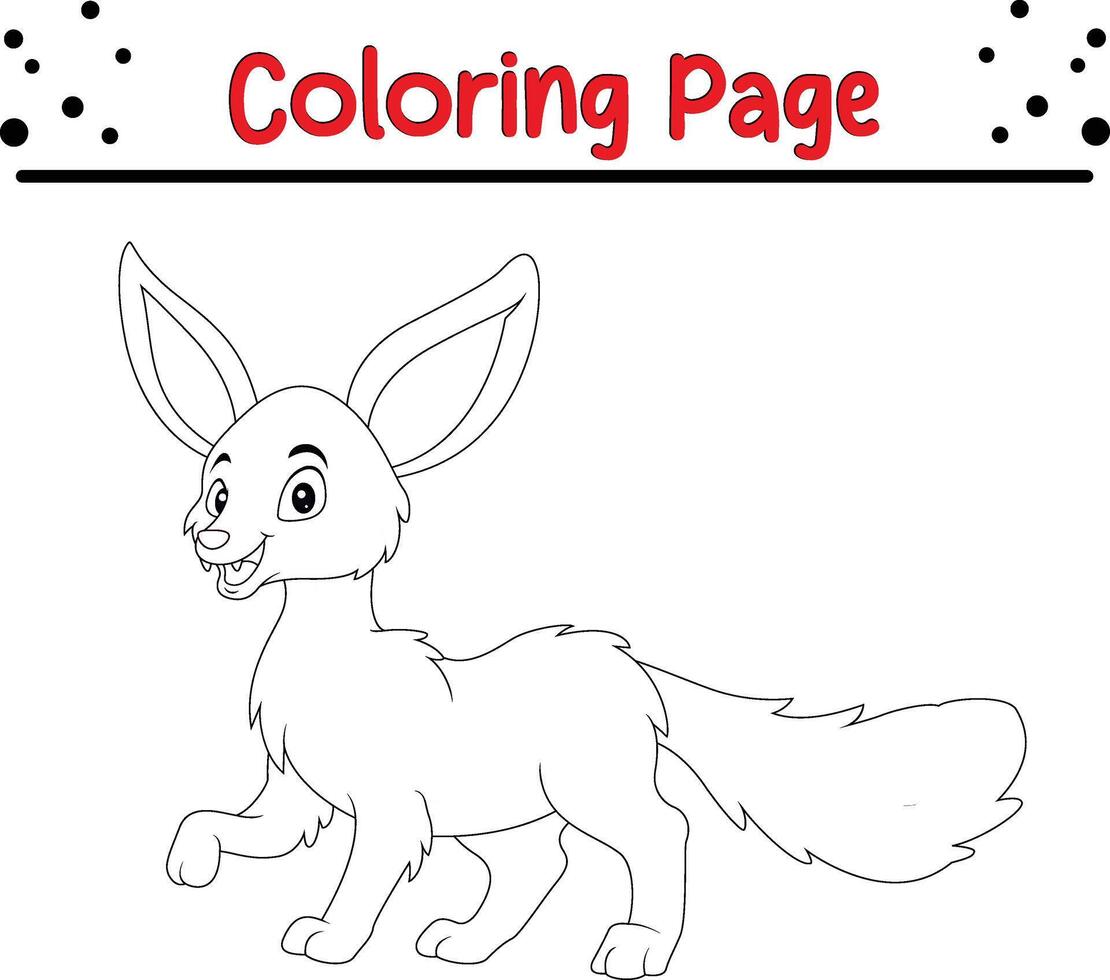 Coloring page cute fennec fox stands vector