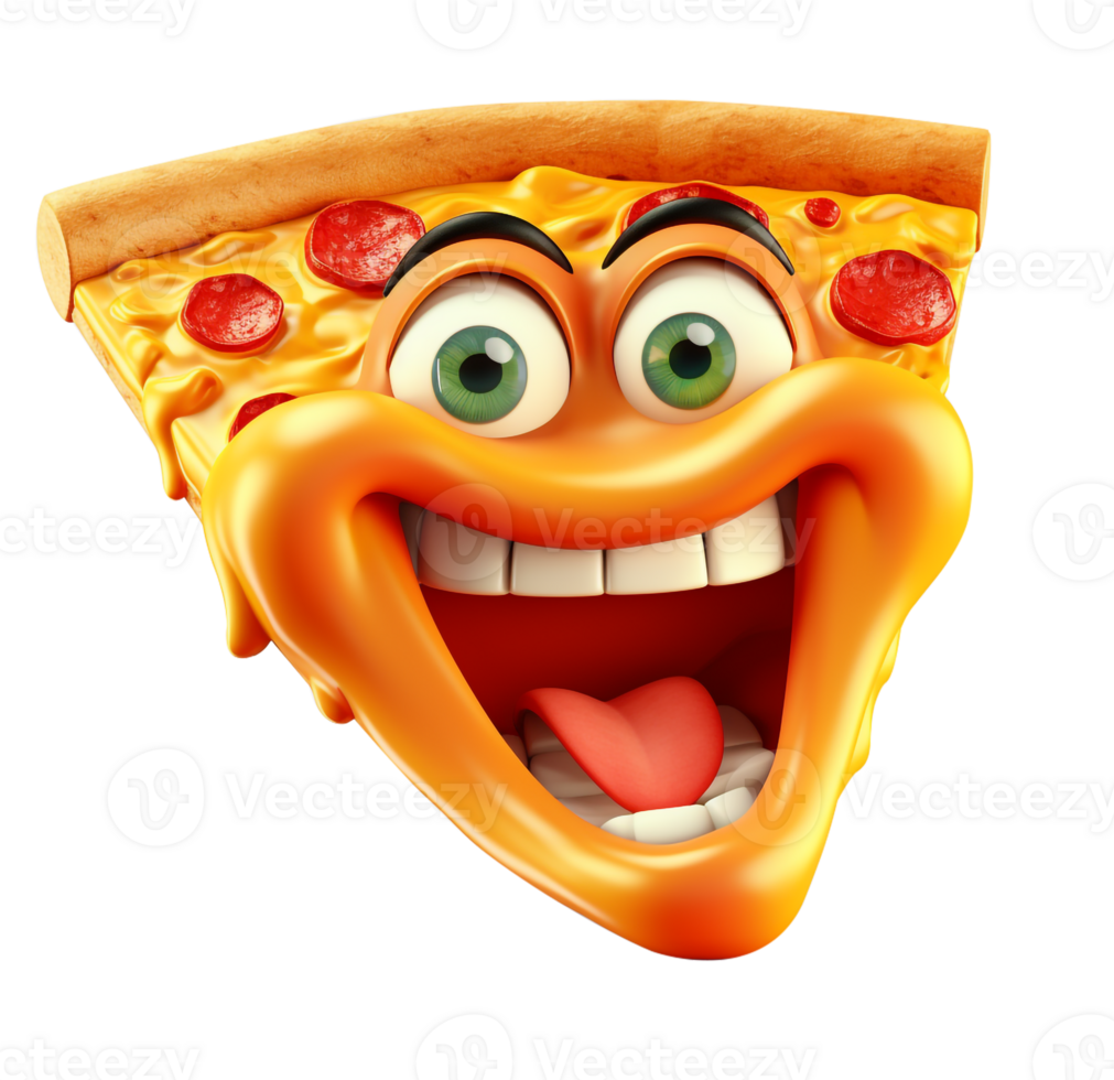 ai généré loufoque pepperoni Pizza tranche personnage png